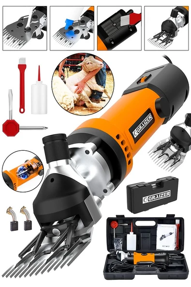 Graizer 9800 Watt Çift Kartlı Metal Şanzıman Isınmaya Karşı Korumalı Koyun Kırkma Makinesi Turuncu - 2