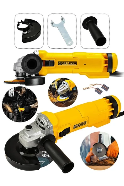 Graizer 750w Avuç Taşlama Makinesi 125mm Bakır Sargılı Spiral Sarı - 1