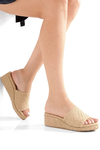 MiniQueen Gerçek Hasır Çok Hafif Dolgu Topuklu Terlik - 4