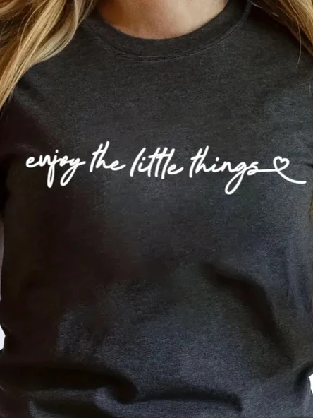 Kadın Kısa Kollu önü Yazı Baskılı Basic Süprem Bluz - Resim 2