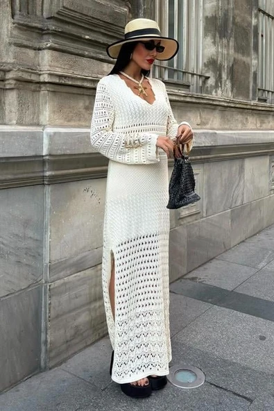 Ajur Detaylı İspanyol Kol Elbise 2840 - Resim 5