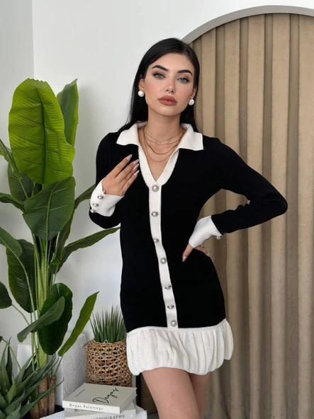 Bochum İnci Düğmeli Mini Elbise ürün görseli