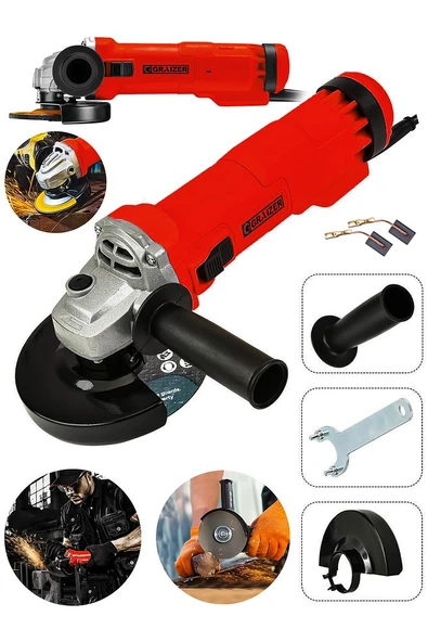 Graizer 750w Avuç Taşlama Makinesi 125mm Bakır Sargılı Spiral Kırmızı - 2