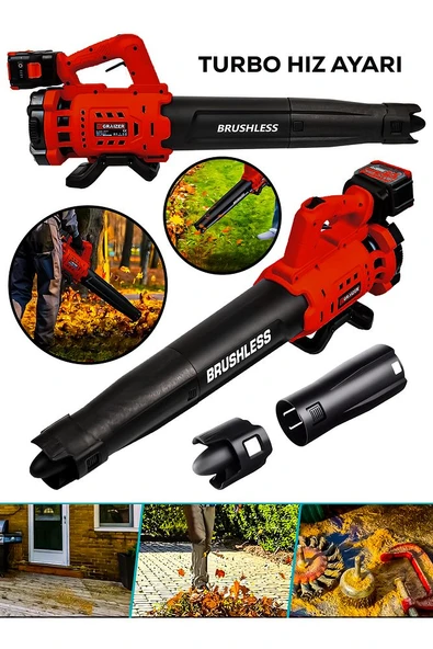 21 V Çift Akülü Turbo Motor 2800 Rpm Yaprak Hava Üfleme Makinesi Kırmızı - 2