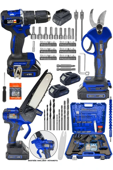 WaltMann 3 lü Set XR LI-ION Batarya Kömürsüz Motor Şarjlı Matkap Mavi - 2