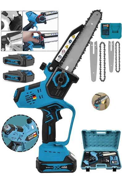 Çift Bataryalı Extra Güçlü Şarjlı Dal Budama Ağaç Odun Kesme Turkuaz ürün görseli