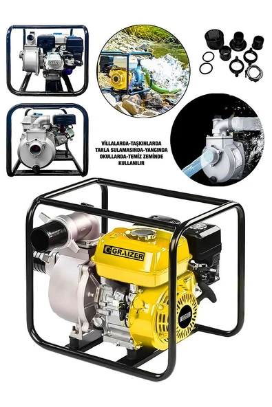 Graizer 9,8 Hp Metal Şanzıman Turbo Benzinli Yüksek Performans 3 Parmak Benzinli Su Motoru Sarı - 2
