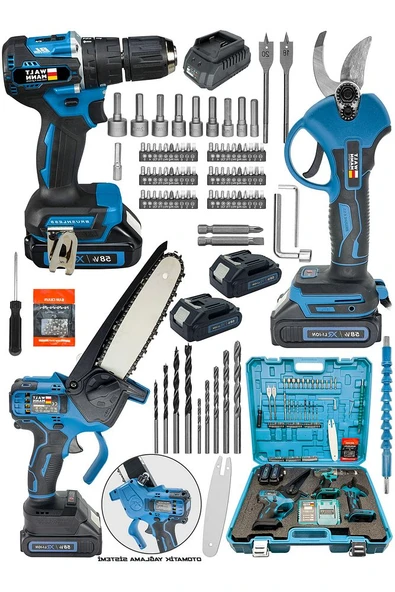 WaltMann 3 lü Set XR LI-ION Batarya Kömürsüz Motor Şarjlı Matkap Turkuaz