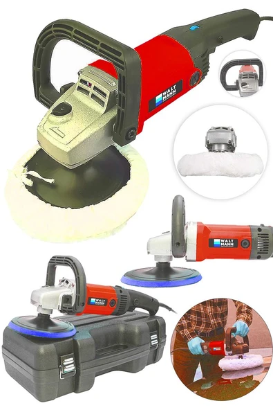 Devir Ayarlı Polisaj Makinesi 1800 Watt 180mm 6 Kademeli Pasta Cila Kiti Hediye Kırmızı - 2