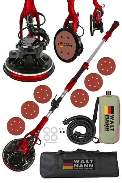 360'Ledli 850W Pro Alçıpan Duvar Zımpara Makinası Toz Emmeli Kırmızı ürün görseli