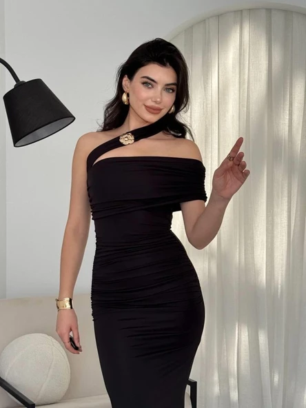 Reta Çapraz Omuz Elbise - Resim 3