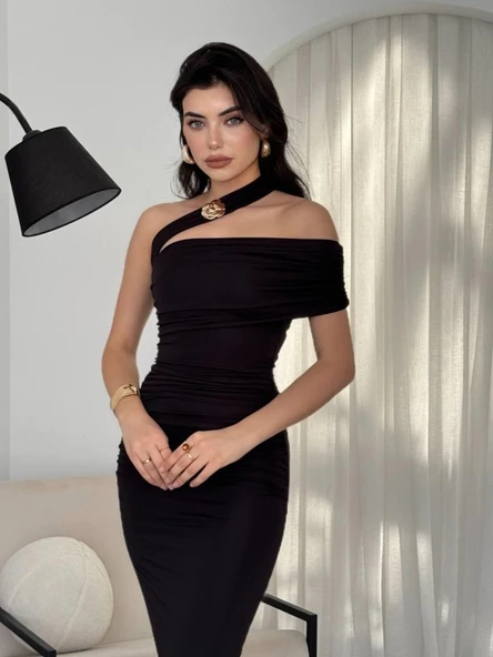 Reta Çapraz Omuz Elbise - Resim 4