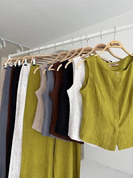 Sıfır Kollu Bluz Batik Desenli Pantolon İkili Takım 10181-08 - Resim 10