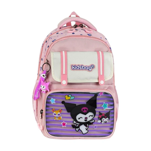 İlkokul Kız Çocuk Çantası 3'lü Set Kuromi Benzeri 40*30 Cm Beslenme Çantası Kalem Kutusu Ortopedik - Resim 10