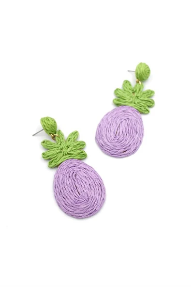 Ananas Hasır Küpe - Mor ürün görseli 1