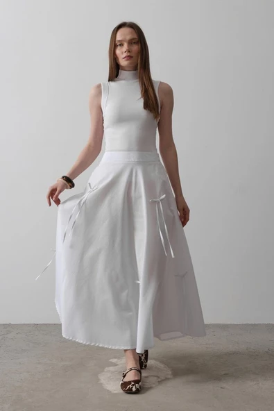 Fiyonk Kloş Etek - Beyaz - Resim 3