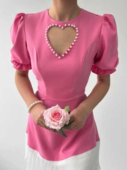 Safe Kalp Detaylı Elbise - Resim 7