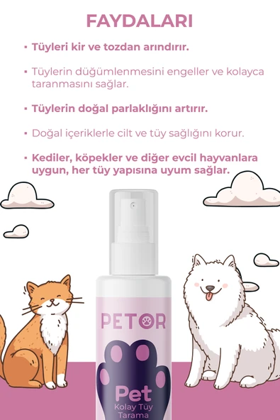 Pet Kolay Tüy Tarama Spreyi ve Kıtık Açıcı 100ml - 2