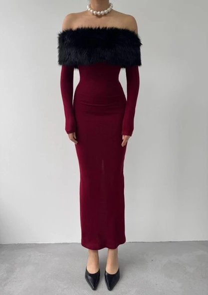 Bestia Straplez Tüy Detaylı Elbise - Resim 2