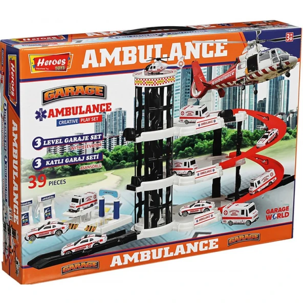 Ambulans Otopark Seti  3 Katlı Garaj Seti Asansörlü 39 Parça