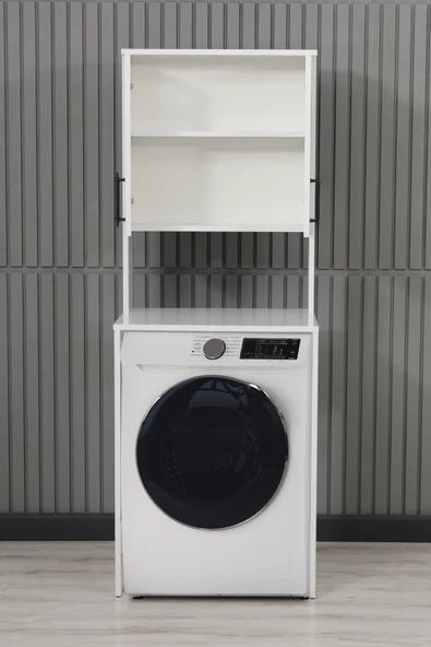 Çamaşır Makinesi Dolabı 2 Kapaklı 2 Raflı Banyo Dolabı - 2