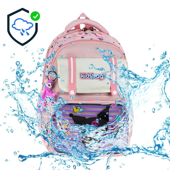 İlkokul Kız Çocuk Çantası 3'lü Set Kuromi Benzeri 40*30 Cm Beslenme Çantası Kalem Kutusu Ortopedik - Resim 9