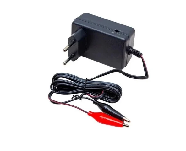 MERVESAN 6v / 12v 1A Akü Şarj Adaptörü 5.5x2.5mm Jaklı + Maşa Kıskaçlı (6 Volt 12 Volt 1 Amper 1000mA) - 3