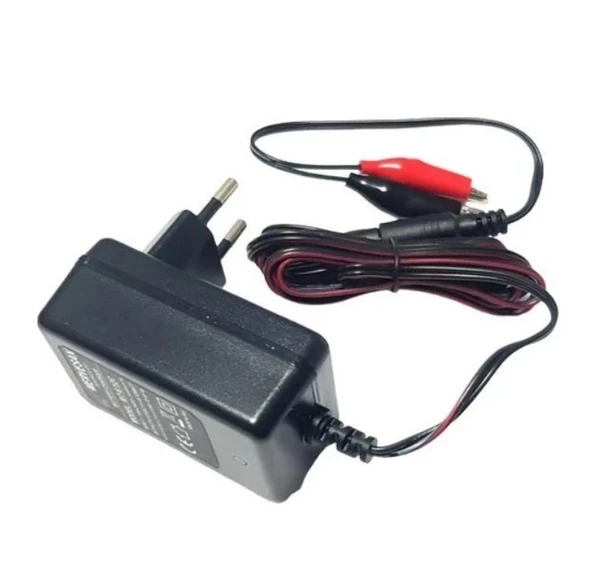 MERVESAN 6v / 12v 1A Akü Şarj Adaptörü 5.5x2.5mm Jaklı + Maşa Kıskaçlı (6 Volt 12 Volt 1 Amper 1000mA) - 2