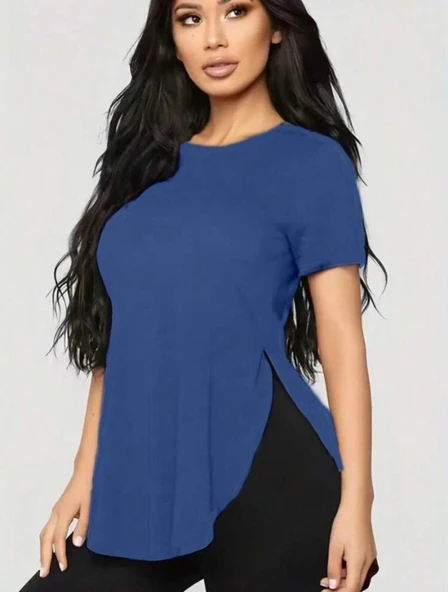 Kadın Türlü Viskon Kumaş Yırtmaç Detaylı Bluz - Resim 2