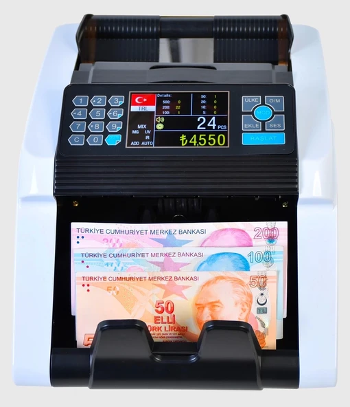Kaan Mix TL ve Euro Karışık, Dolar, Gbp Adet Sayım Sahte Kontrollü Ofis Tipi Para Sayma Makinesi (Sesli Konuşma) ürün görseli