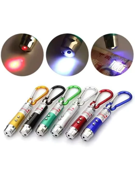 6 Adet Kırmızı Lazer 3in 1 Çok Fonksiyonlu Mini Lazer Fener, Kedi Lazer Oyuncağı - Resim 3