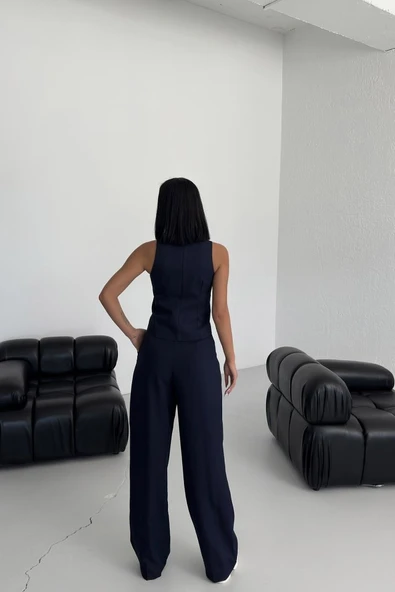 Şal Yaka Düğmeli̇ Yelek - Resim 4