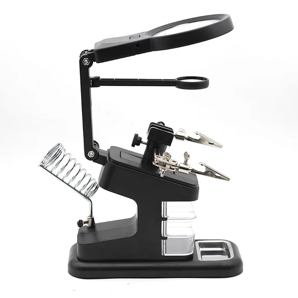 TH-7026 Profesyonel Işıklı Büyüteç Lehim Standı 10 LED 3x-25x Zoom USB/Pil Destekli ürün görseli