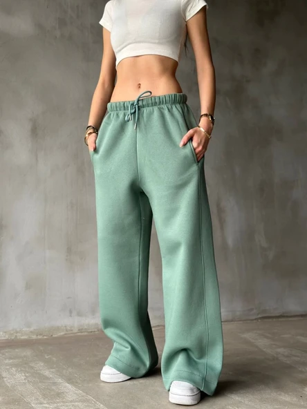 Palazzo Bol Paça Eşofman Pantolon - Yeşil ürün görseli