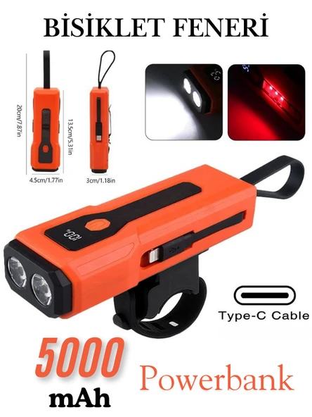 Z-828 Şarjlı Bisiklet Işığı, Su Geçirmez Bisiklet Lambası, Güçlü Işık Çakarlı MOD 5000 Mah Powerbank ürün görseli