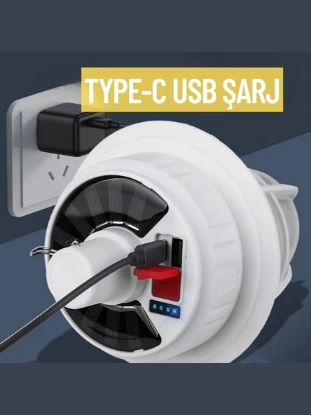 WS-2002 Güneş Enerjili Şarjlı Kancalı Kamp Lambası, Askılı Çadır Lambası - Resim 4