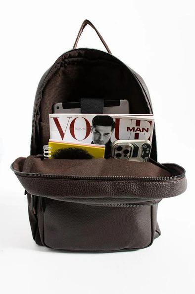 Unisex Sırt Çantası 38*24 Cm Suni Deri Laptop Bölmeli Business Evrak Çantası Mega Bag - Resim 8