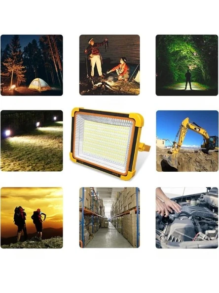 V-021 Solar Güneş Enerjili LED Taşınabilir Projektör 5 Farklı Işık Modu 200 Watt - Resim 5