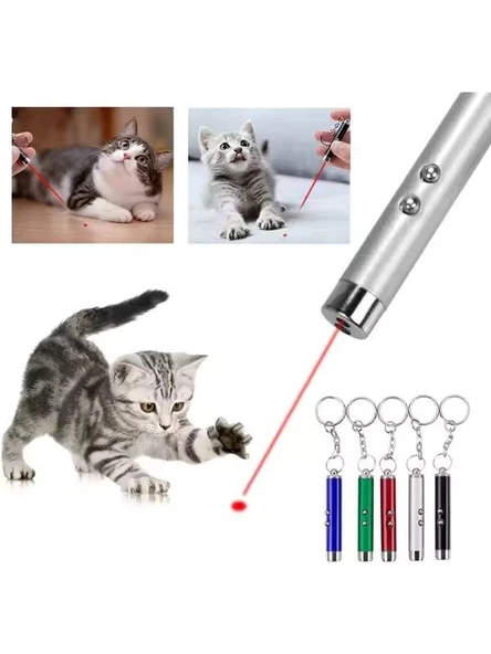 6 Adet Kırmızı Lazer 3in 1 Çok Fonksiyonlu Mini Lazer Fener, Kedi Lazer Oyuncağı - 2