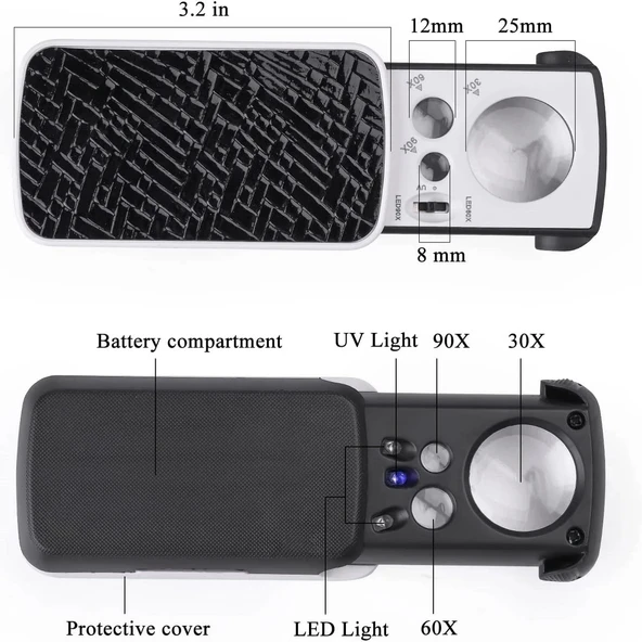TH-774 Üç Mercekli Işıklı Büyüteç - 2