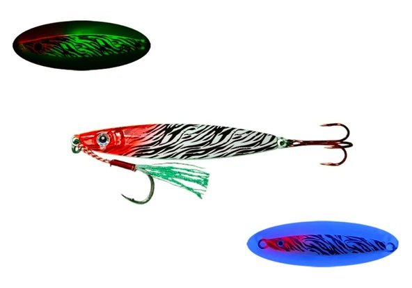 Sardin 60g - Sahte Yem Kaşık Rapala - Levrek, Palamut, Lüfer, Çinekop, Turna Jig Yemi -zebra Glow - 2