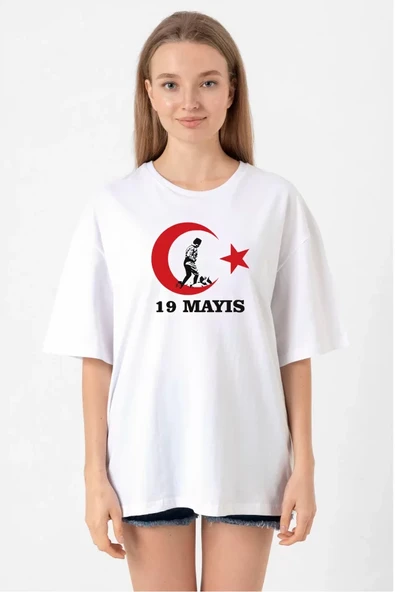 19 Mayıs 20/1 Baskılı T-shirt - Beyaz ürün görseli
