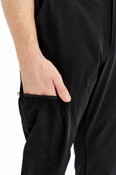 Erkek Lastikli Pantolon Paraşüt Kumaş Siyah - Resim 5