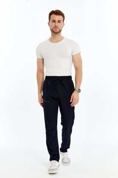 Erkek Eşofman Altı Fermuarlı Cep Paraşüt Kumaş Lacivert - Resim 5