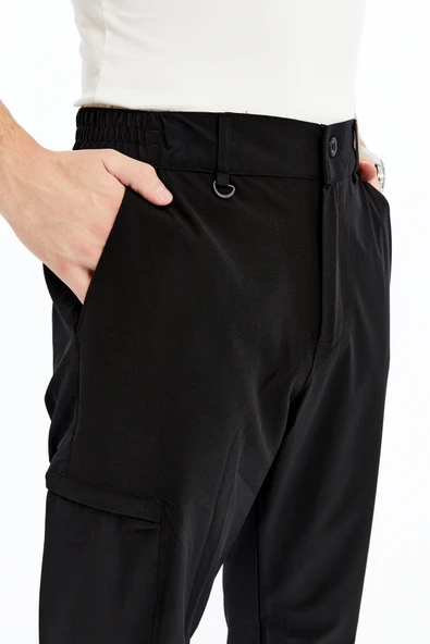 Erkek Lastikli Pantolon Paraşüt Kumaş Siyah - Resim 7