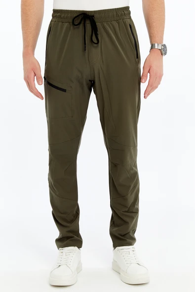 Erkek Eşofman Altı Fermuarlı Cep Paraşüt Kumaş Haki - Resim 2