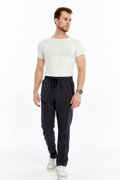 Erkek Eşofman Altı Fermuarlı Cep Paraşüt Kumaş Antrasit - Resim 8