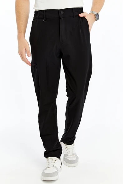 Erkek Lastikli Pantolon Paraşüt Kumaş Siyah - Resim 2