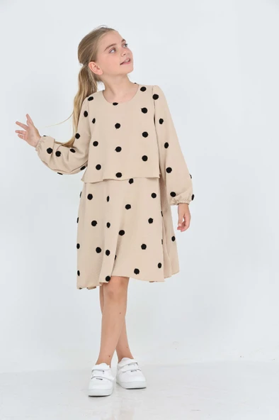 Toontoy Kız Çocuk Puantiye Detaylı Elbise - 8