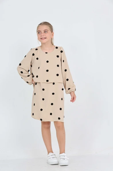 Toontoy Kız Çocuk Puantiye Detaylı Elbise - 6